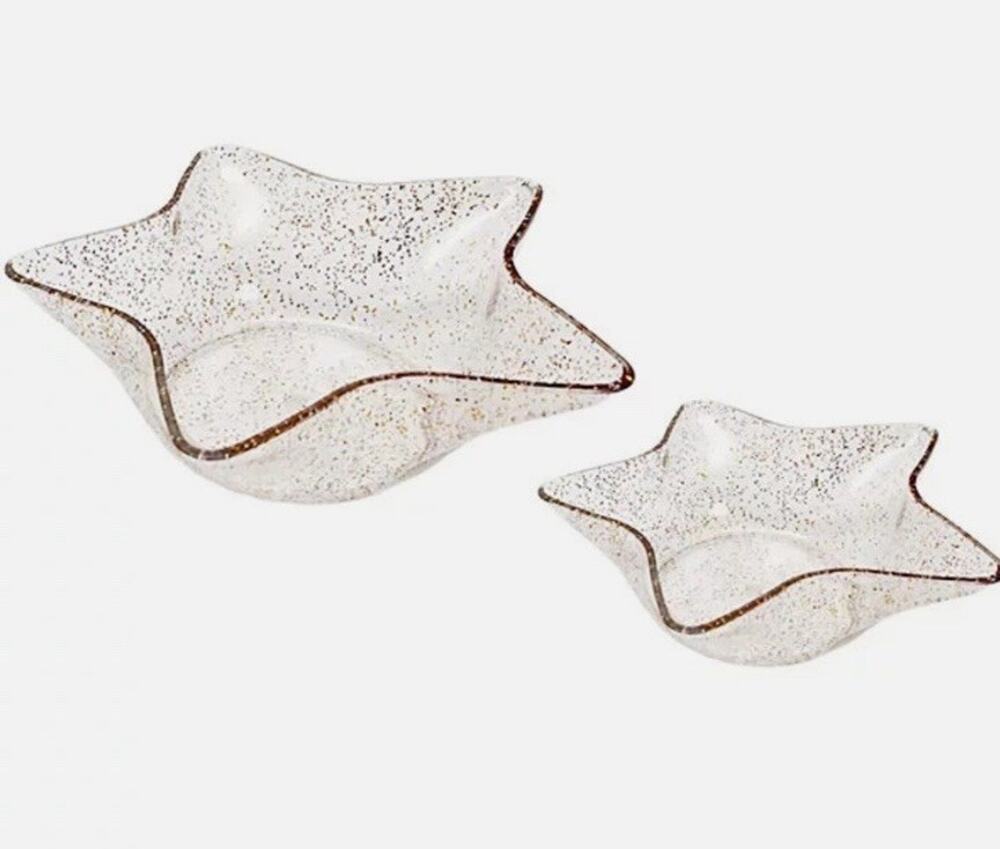 The Cellar Holiday Cheer Glitter Star Bowls Set of 2 New